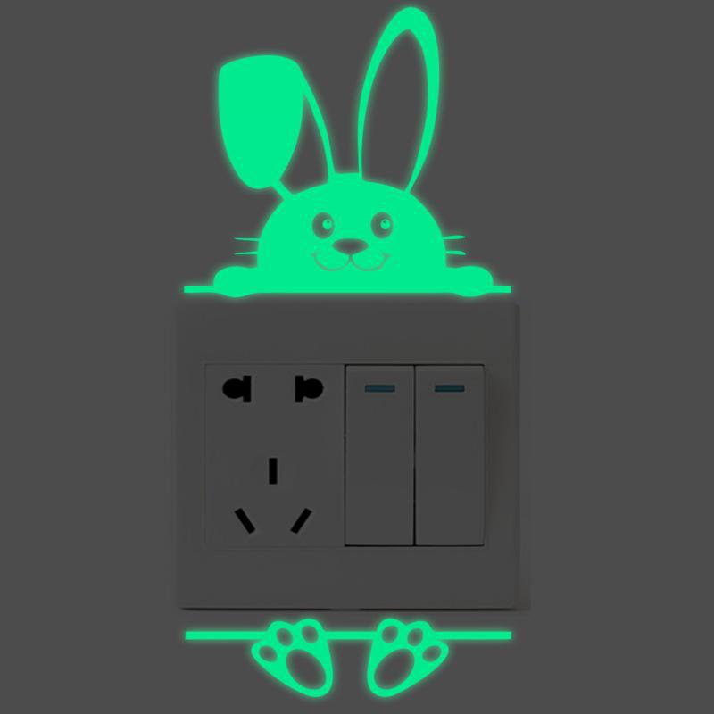 Luminous Five-Pointed Star Wall Stickers for Bedroom and Living Room, Creative Fluorescent Switch Animal Decals.