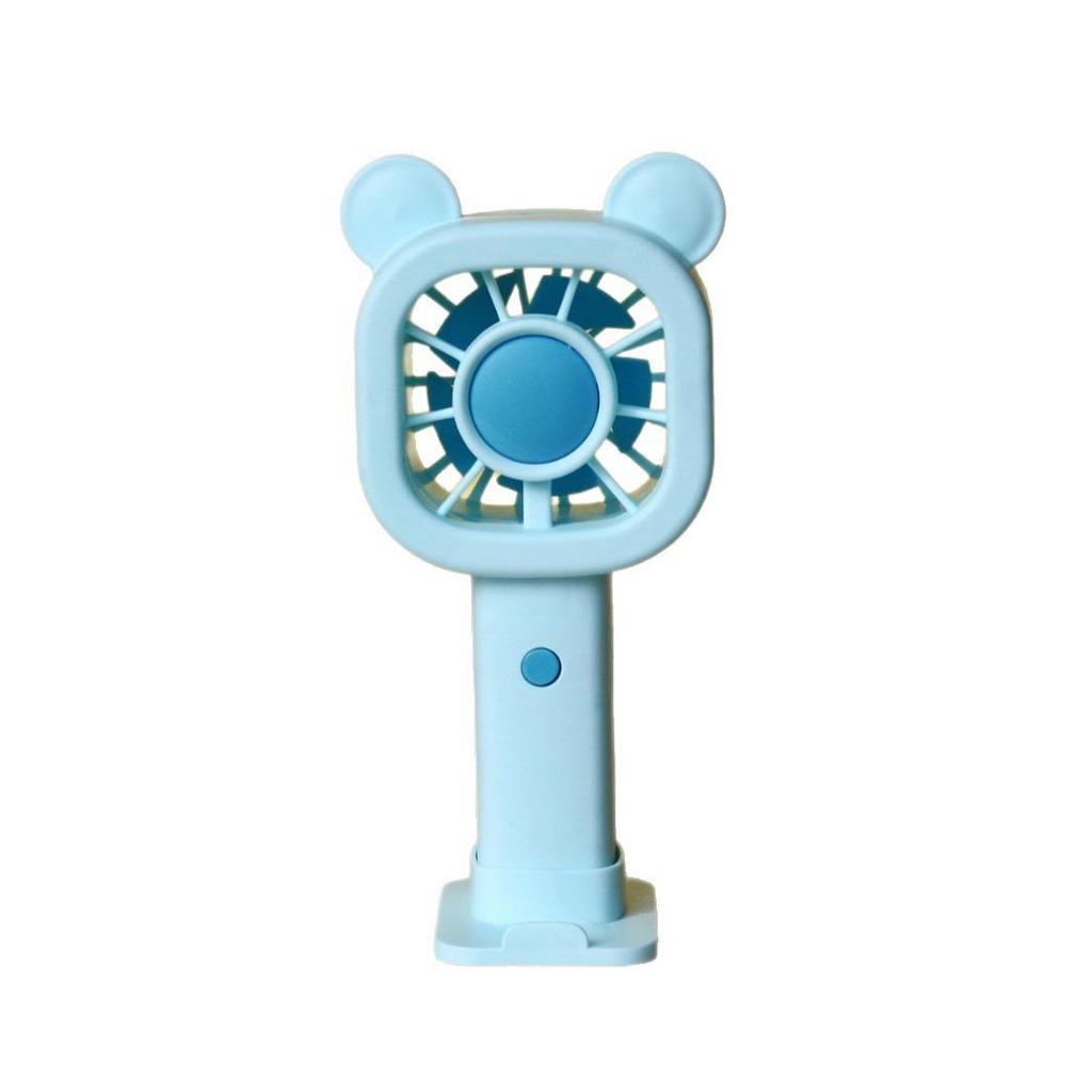 Mini Handheld Cartoon Bear Crown USB Rechargeable Fan - Three-Speed Portable Pocket Fan for Summer Outdoor Use