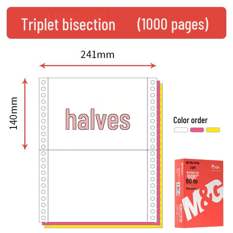 Tear-off Morning Glory Multi-part Pin-feed Computer Paper: 3-part, 2-part, 1/3, 2-part, 4-part, 5-part, 6-part