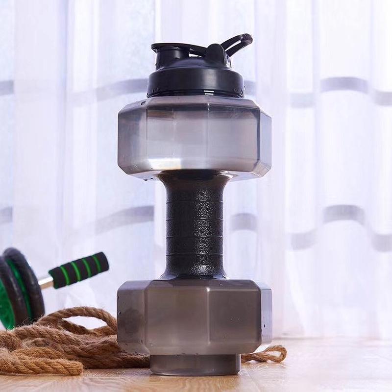 Dumbbell-Shaped Large Capacity Water Bottle for Fitness - Portable Sports Kettle for Men and Women, PET Material