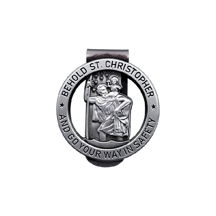 Catholic Enamel Pin Button Badge Christian Saint Car Visor Clip Medals Pin for Safe Journey Travel Blessing