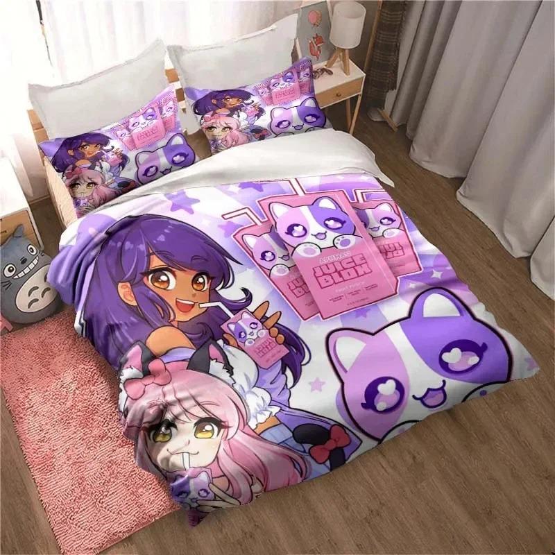 APHMAU Sängkläder Påslakanset Enkelt Dubbelt King Size Kawaii Tecknat Aphmau Vuxna pojkar Sovrum Påslakan och Örngott
