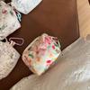 Quilted Quilted Earphone Bag Cute Mini Toast Bag Card Bag Coin Purse Hanging Bag with Hook