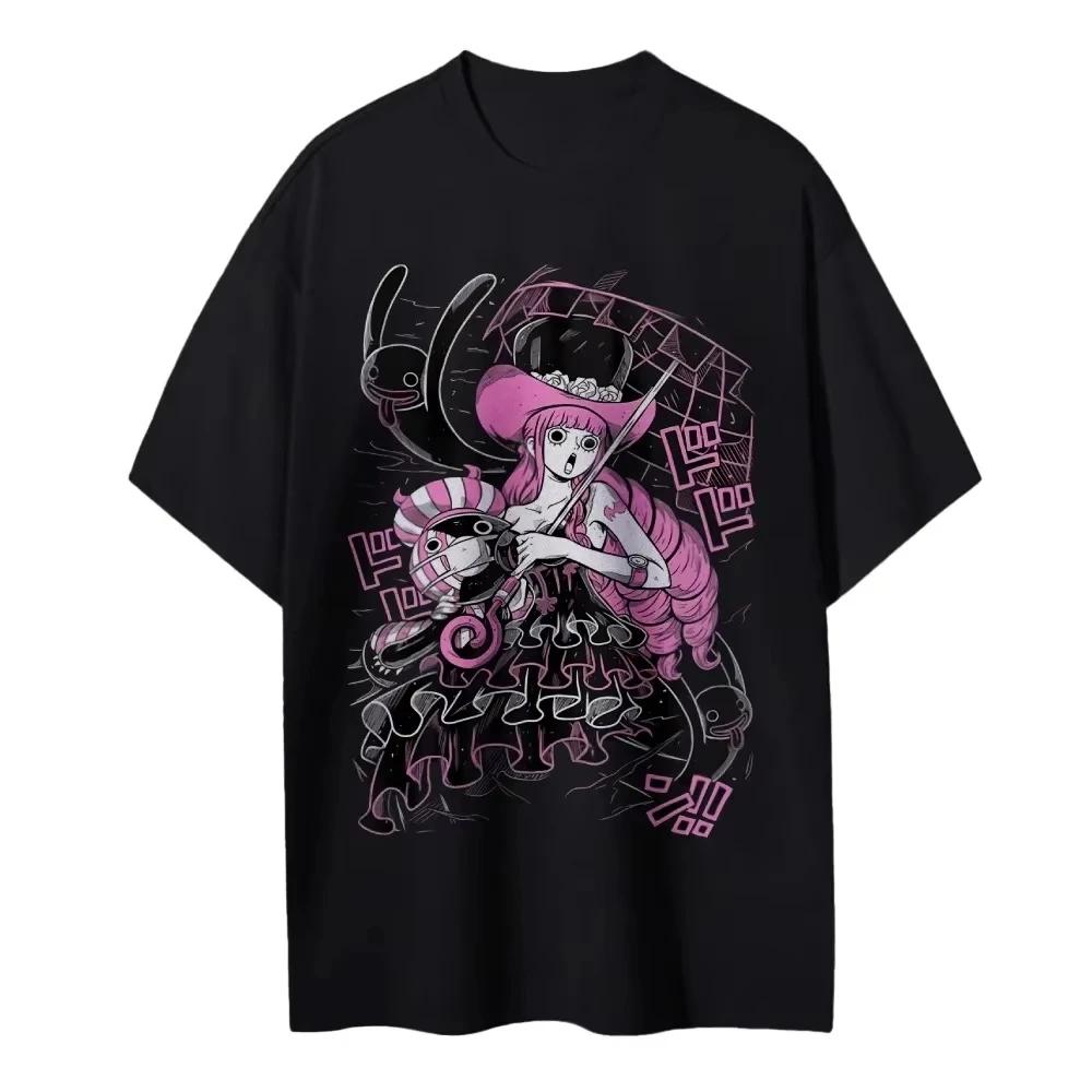One Piece Men's and Women's T-shirt Perona Japan Anime Retro Tee Summer and Spring New Boy's Short Sleeves Parent-child Outfits