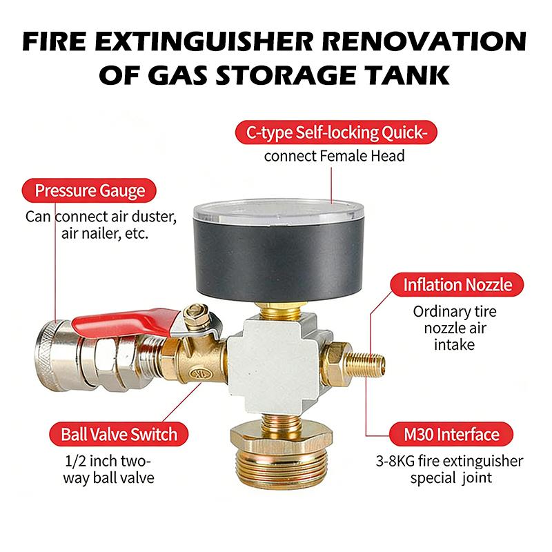 Small Air Tank Pressure Adapter, Fire Extinguisher Conversion Air Pump, Portable Mobile Air Compressor Accessories