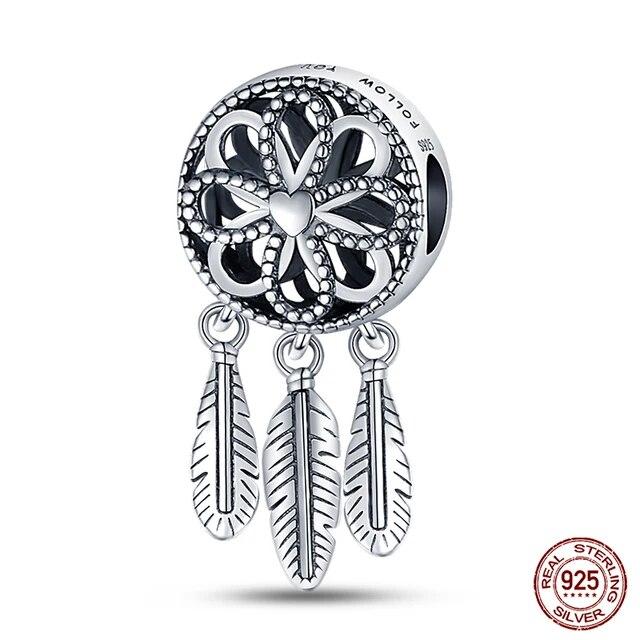 925 Sterling Silver Colorful Zircon Dreamcatcher Charms Beads Pendants FitFashion Original Bracelets DIY Jewelry Making