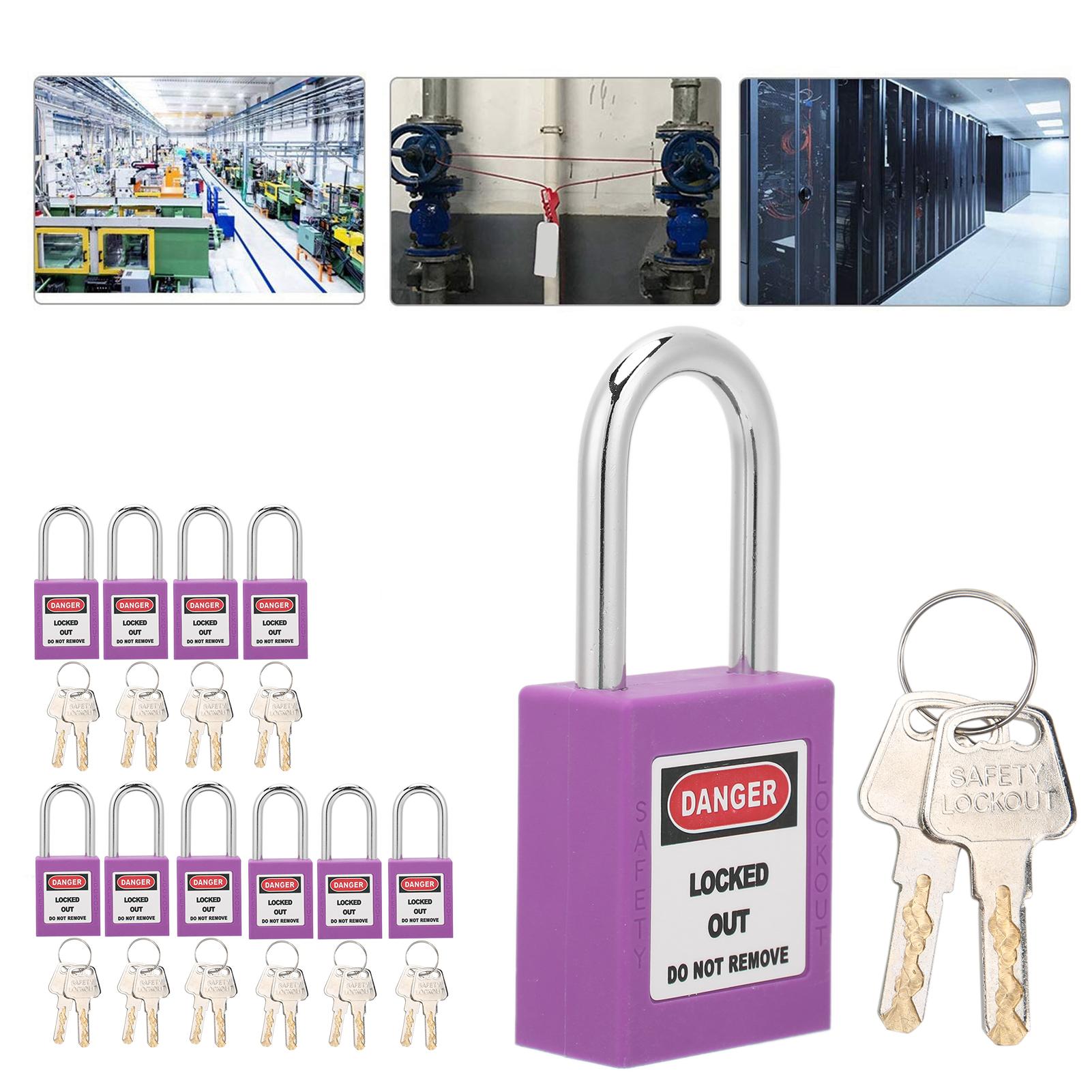 10Sets 38mm Lockout Tagout Lock Nylon Isolation Design Corrosion Resistant Padlock with 20 Keys