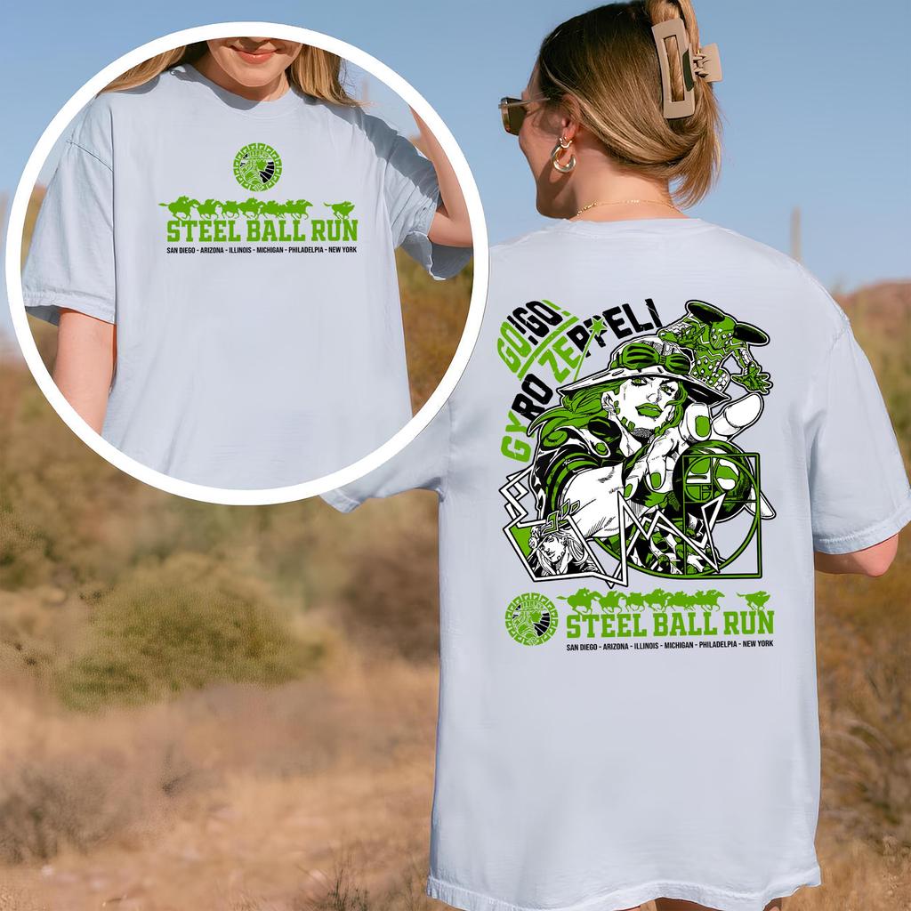 Gyro Zeppeli JoJo Steel Ball Run Anime Graphic Unisexs TShirt Unisex ONeck Cotton Short Sleeve Yk Oversized Popular Tee