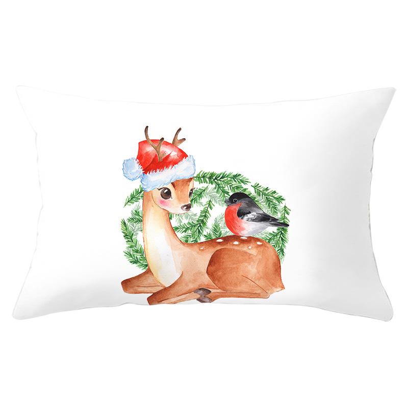 Simple Cartoon Print Series Christmas Waist Pillowcase Peach Skin Printed Pillowcase Home