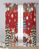 Dwarf Snowflake Christmas Tree Ball Gift Cat Squirrel Sheer Curtains Room Decoration Window Curtain Kitchen Tulle Voile Curtains