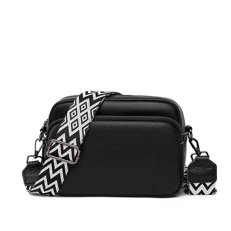 Women's Genuine Leather Lychee Pattern Shoulder Crossbody Bag - Versatile Small Square Design