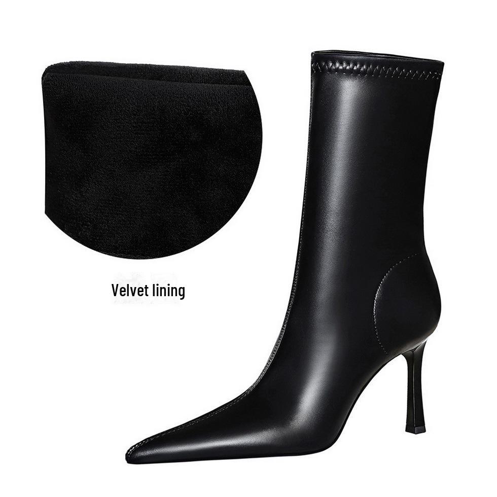 

Элегантные короткие сапоги-шпильки в европейском и американском стиле – сверхвысокие каблуки с острым носком 39