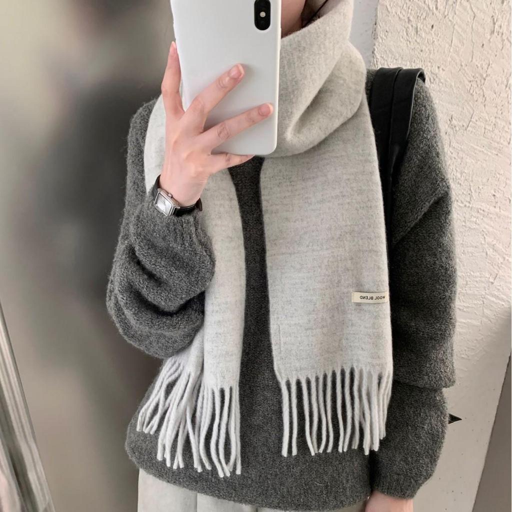 Women's Wool Blend Tassel Scarf - Versatile Korean Style Fashion for Autumn/Winter