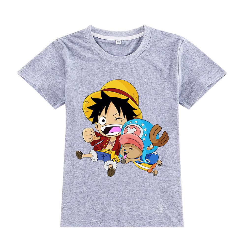 A904 Kids Boys Girls One Piece Luffy Print Short Sleeves T-shirt Top