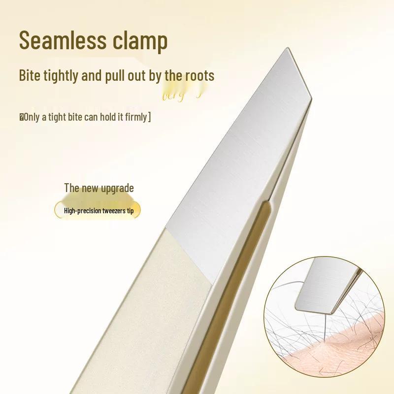 High-Precision Slim Waist Champagne Gold Eyebrow Tweezers for Trimming and Plucking
