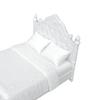Retro Miniature Bed, Vintage Style Mini Double Bed, Miniature Furniture Tiny Bed for 1/12 Scale Doll Mansion Miniature Room Decoration
