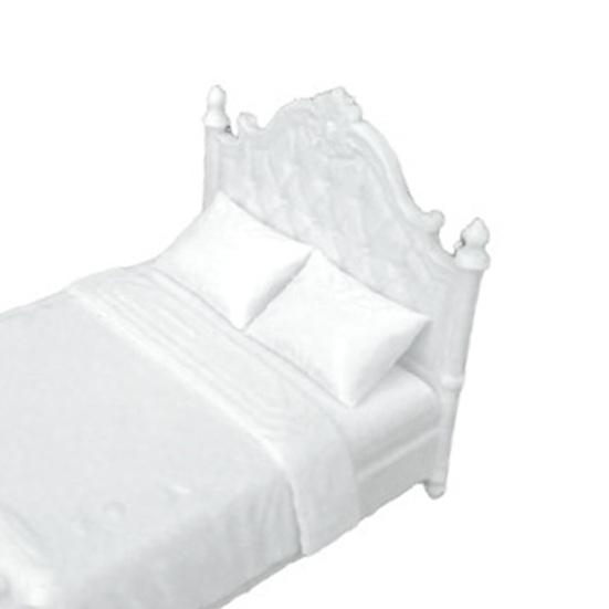 Retro Miniature Bed, Vintage Style Mini Double Bed, Miniature Furniture Tiny Bed for 1/12 Scale Doll Mansion Miniature Room Decoration