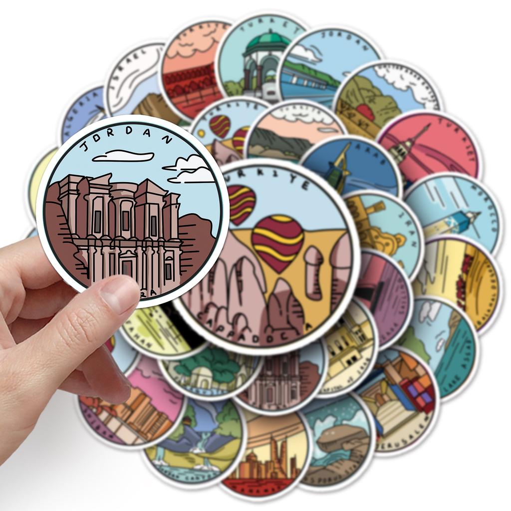 50 Pictures of Middle East Attractions and Historical Sites Graffiti Personalized Travel Hand-painted DIY Mobile Phone Case Suitcase Stickers