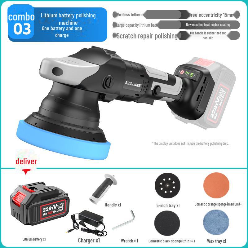 Polisseuse de voiture sans fil 21 V: Machine à cirer et polir excentrique rechargeable avec batterie au lithium