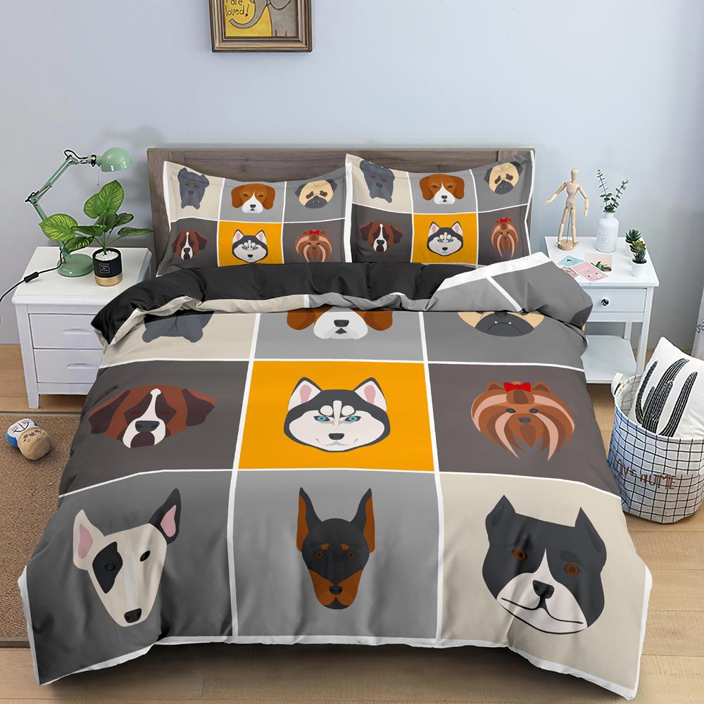 Dachshund Dog Bedding Set Cute Colorful Puppy Duvet Cover Cartoon Bed Cover Pet Dog King Queen Full 2/3PCS Polyester Quilt Cover
