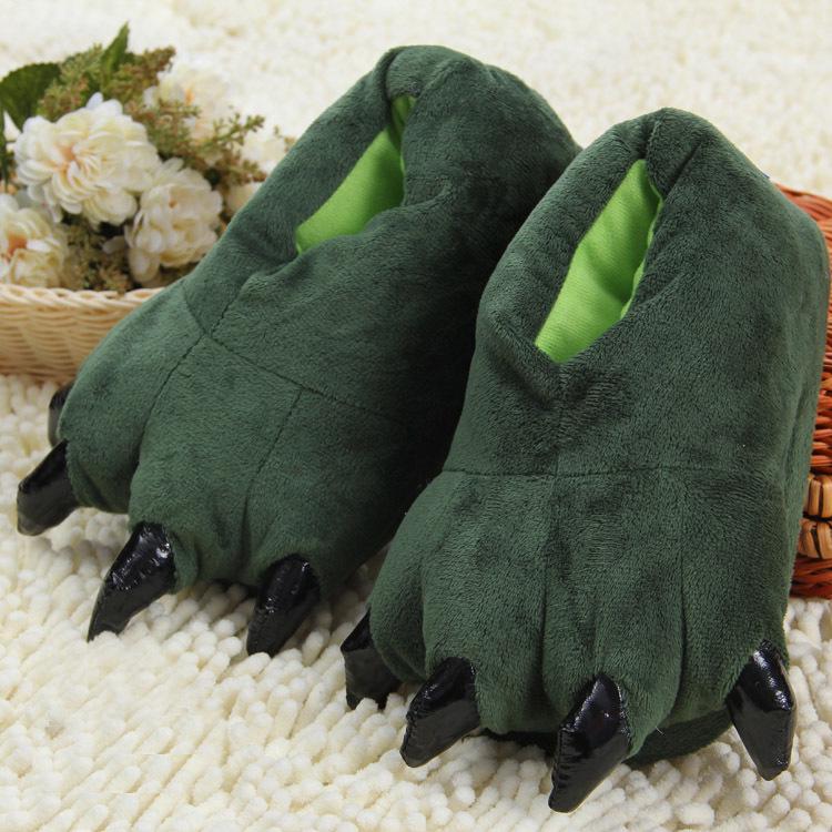 Cartoon Animal Slippers: Cozy Tiger & Dinosaur Claw Pajamas
