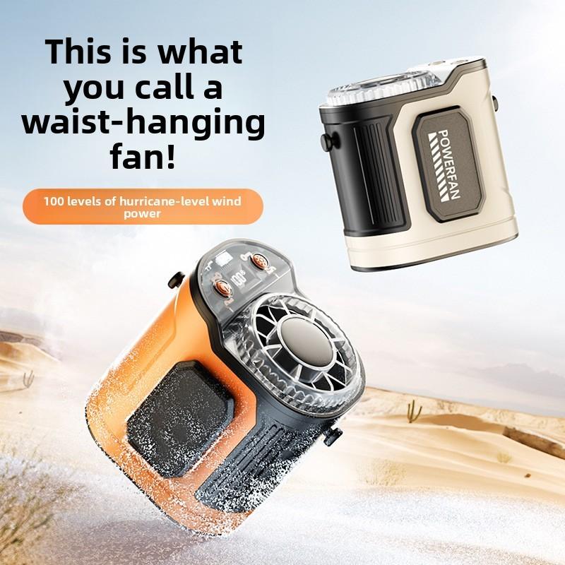 Outdoor Waist Fan With Rechargeable Battery For Camping And Travel