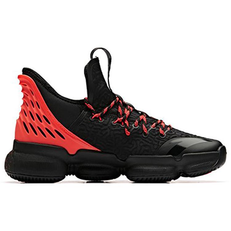 New ANTA Basketball Shoes Men Low Top Black/Neon Bright Dark Red 91931180-3