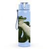 1PC Green Crocodile Reptile Pattern 750ml Color Plastic Sports Water Bottle Leakproof Flip Straw Lid Suitable for Sports Office Home Use