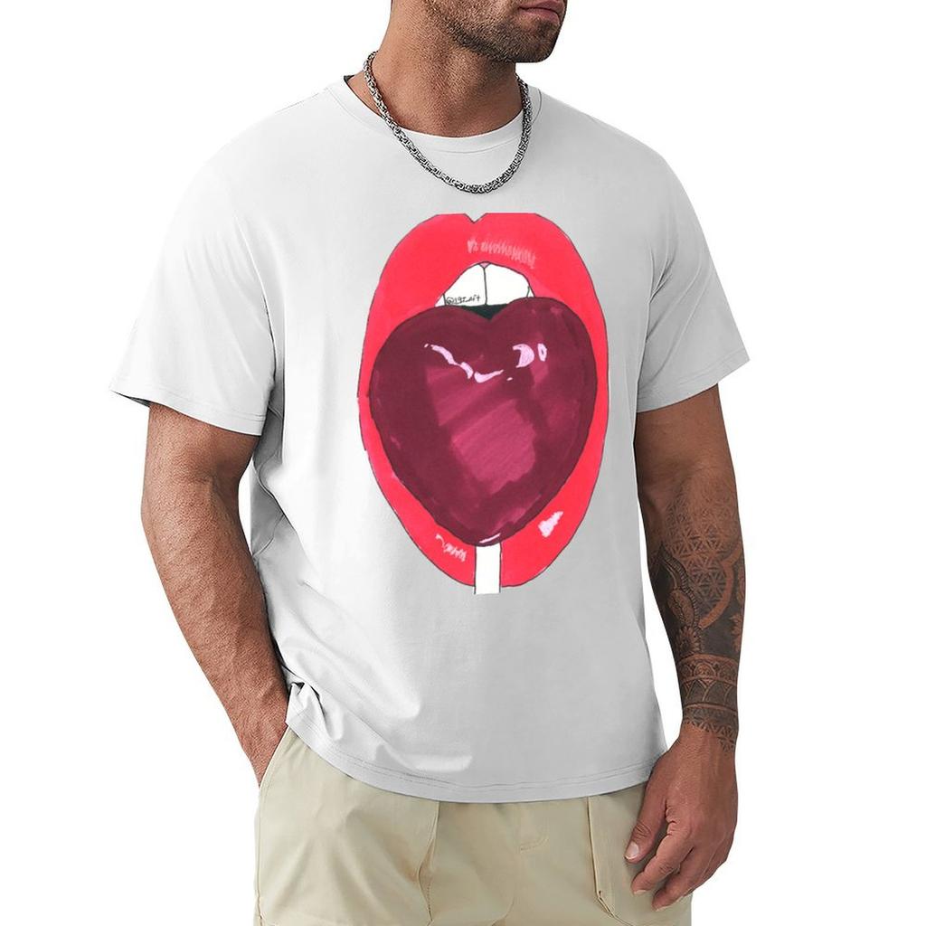 Heart Lollipop Lips Tshirt Printed T Shirts For Unisex Tshirt