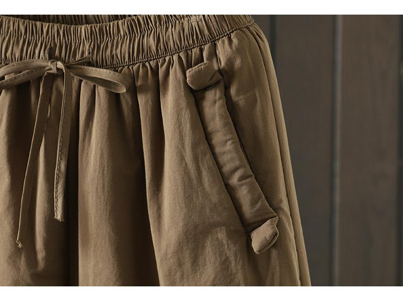 Winter Übergröße Elastischer Bund Hoher Bund Gesteppte Baumwollhose für Damen