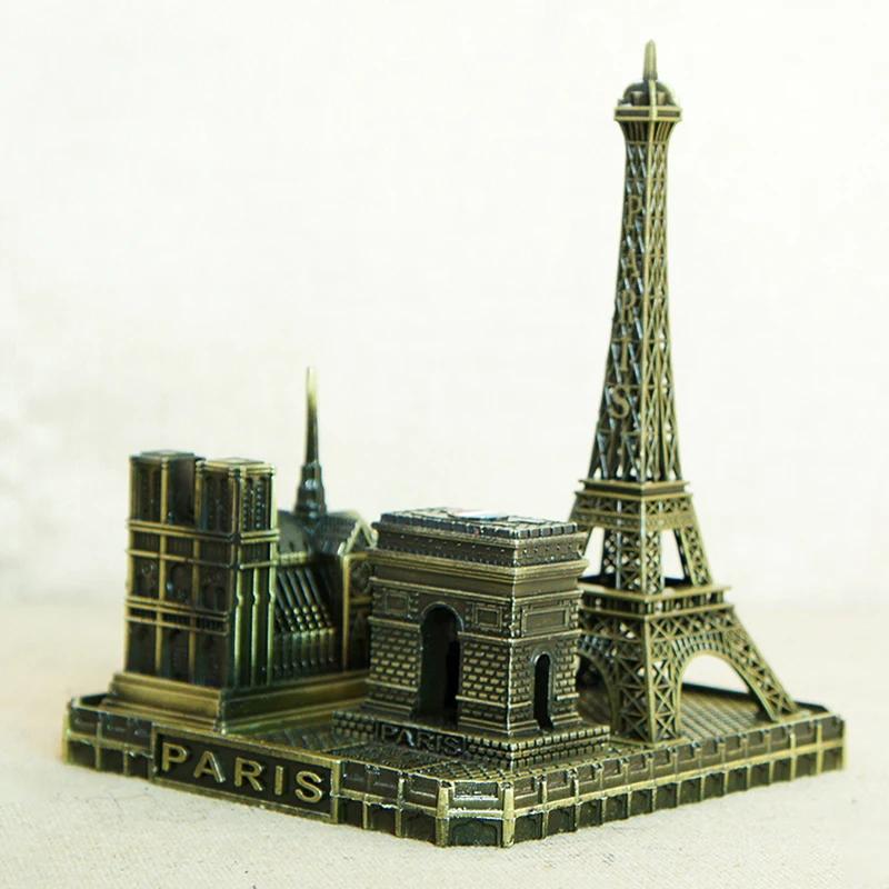 Eiffel Tower Notre Dame Arc De Triomphe Building Model Metal Antique Bronze Figurine World Famous Landmark Architecture Decor