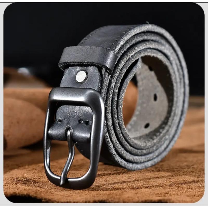 

Belt Men s First-layer Pure Cowhide Pin Buckle, Retro Versatile Jeans Belt, Simple Casual Leather Belt Men s for 50-65Kg чёрный