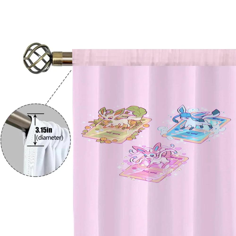 Home Interior Kitchen Curtains for Living Room 2 Pieces Blackout Curtains Door Curtain Pokemon Bedroom Decoration Partition