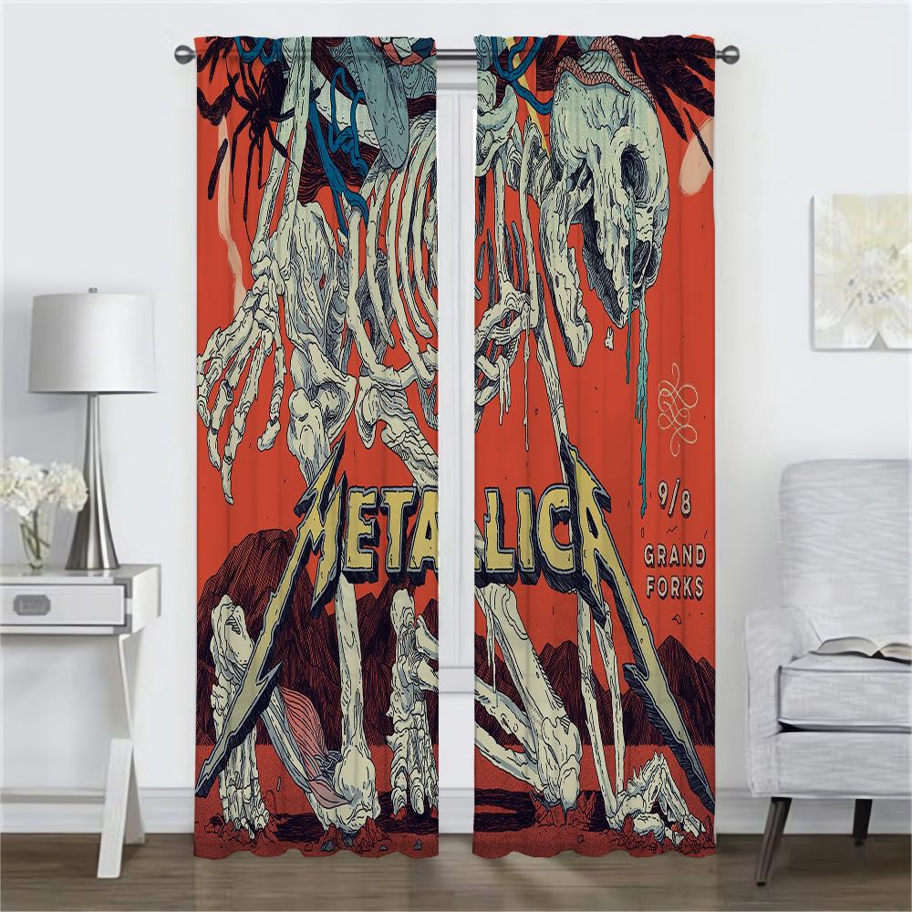 Blackout Curtains for Living Room M-MetallicaS Window Curtain for Room 2 Panel Partition Halloween Decoration Kitchen Elegant