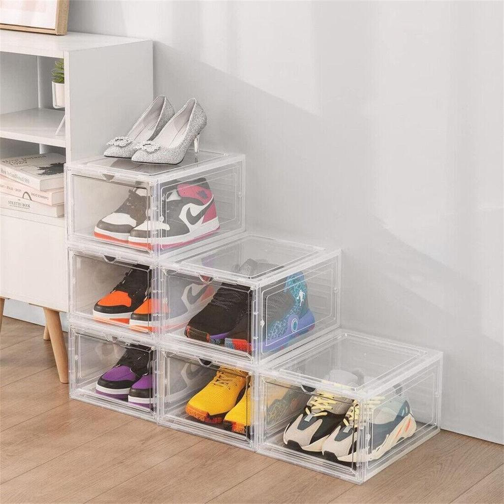 Stackable Shoe Box with Magnetic Door, Clear PP Material, 34.5cm L x 27cm W x 19cm H