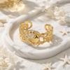 Chunky Crab Stainless Steel Cuff Bracelet for Women Elegant Hollow Leaves Wide Open Bangle Summer Fashion Jewelry Gift