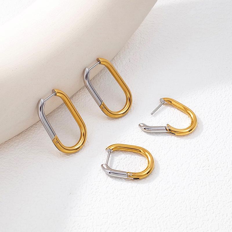 2026 Titanium Steel Gold Plated Geometric Earrings: Women's Light Luxury, Simple Fashion European Style Set.