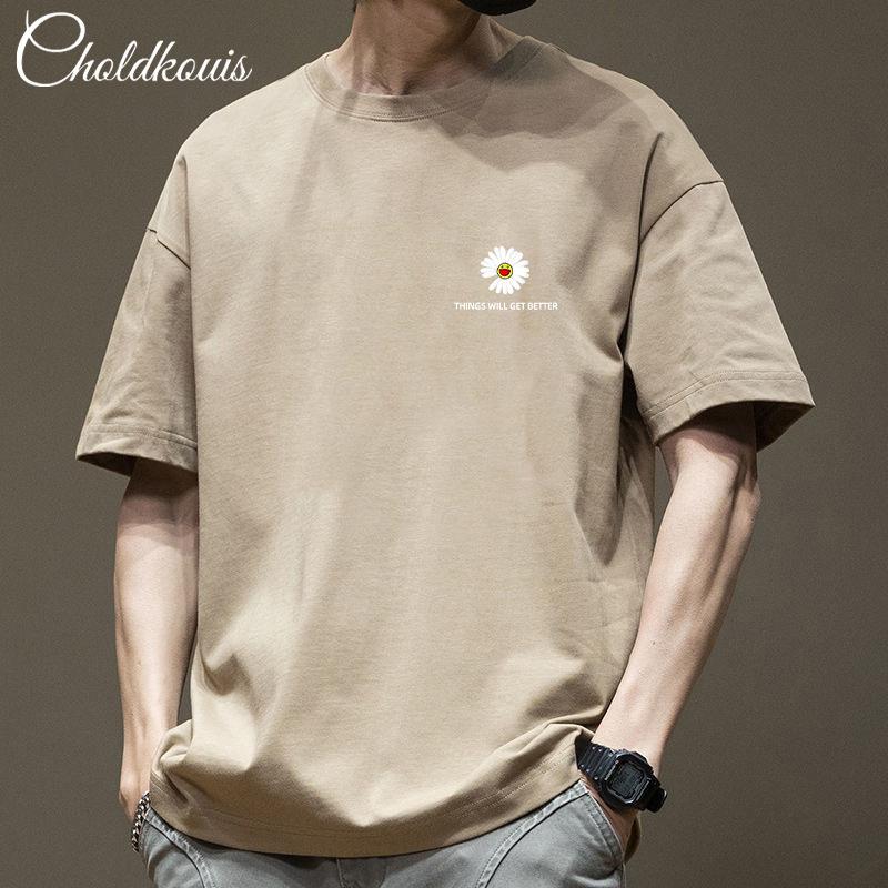 Simple T-shirt Men's print Summer Trendy Printed Cotton Short Sleeved Loose Trendy Breathable T-shirts