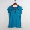 Sunshine House Summer New Arrival Foreign Trade Women's Clothing Pure Color Round Neck Net Version Silm Slim Looking Short Sleeve T-shirt Women's Top