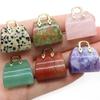 Natural Stone Carved Mini Bag Reiki Healing Crystal Handbag Shape Palm Worry Stones Chakra Balancing Gifts