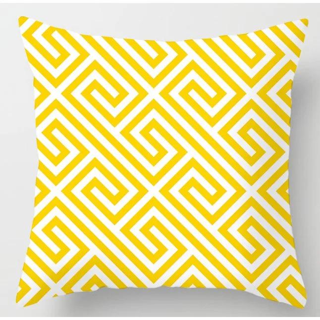 Geometric Yellow Flower Print Pattern Cushion Cover for Home Living Room Sofa Decoration Throw Pillow Cover