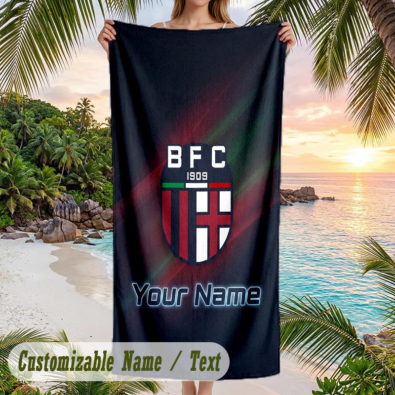 Beach Towel Bologna FC Print Custom Name Text Soft Towel for Swimming Pool