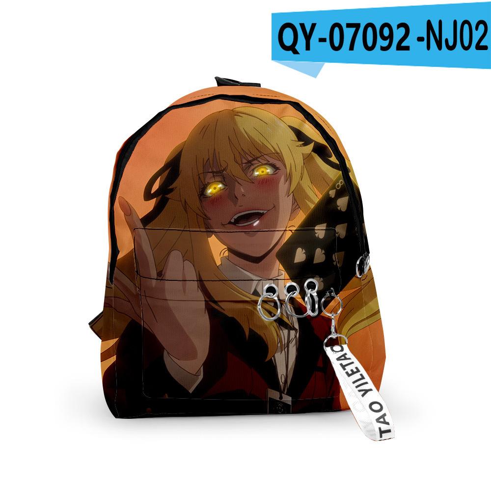 Sacs à dos Kakegurui Classiques Populaires Garçons/Filles Élève Sacs d'école Porte-clés Impression 3D Oxford Imperméable Mignons Petits Sacs à dos