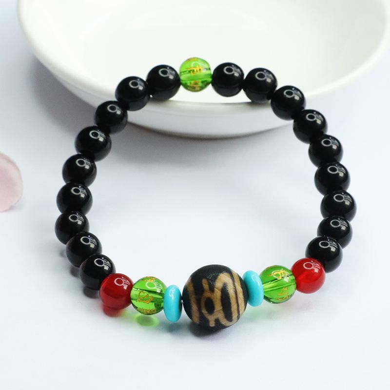 Juan Yu Schwarzer Achat & Neunäugige Dzi-Perle Armband MN3063001