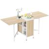 Klappbarer Esstisch für 4 Personen, 169 cm Klapptisch mit Ablagefächern für kleine Räume, Küche, Esszimmer, Eiche & Weiß