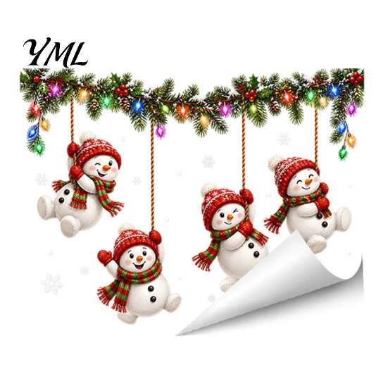 Transparent Decorative Stickers Christmas Static Window Clings, Removable Glass Decals, Snowman Santa Reindeer Nutcracker Seasonal Home Decor