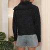Women's Fall/winter Fashion Long Sleeve Jumper Sweater With Loose Lapel In Solid Color