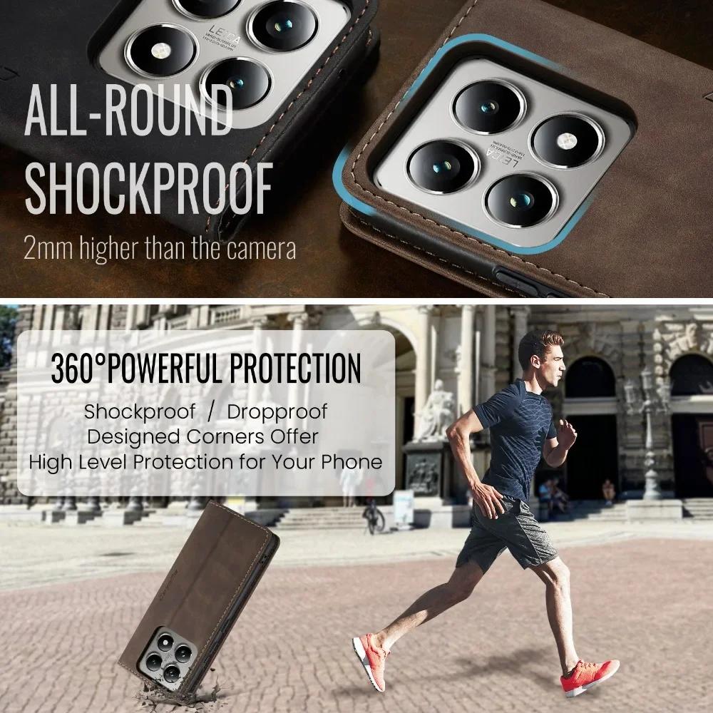 Hülle für Xiaomi 13 14T Pro POCO X6 Redmi Note 13 K40 4G 5G Lederständer Kartenhalter Taschenständer Flip Magnetständer Flip Vollständige Telefonabdeckung