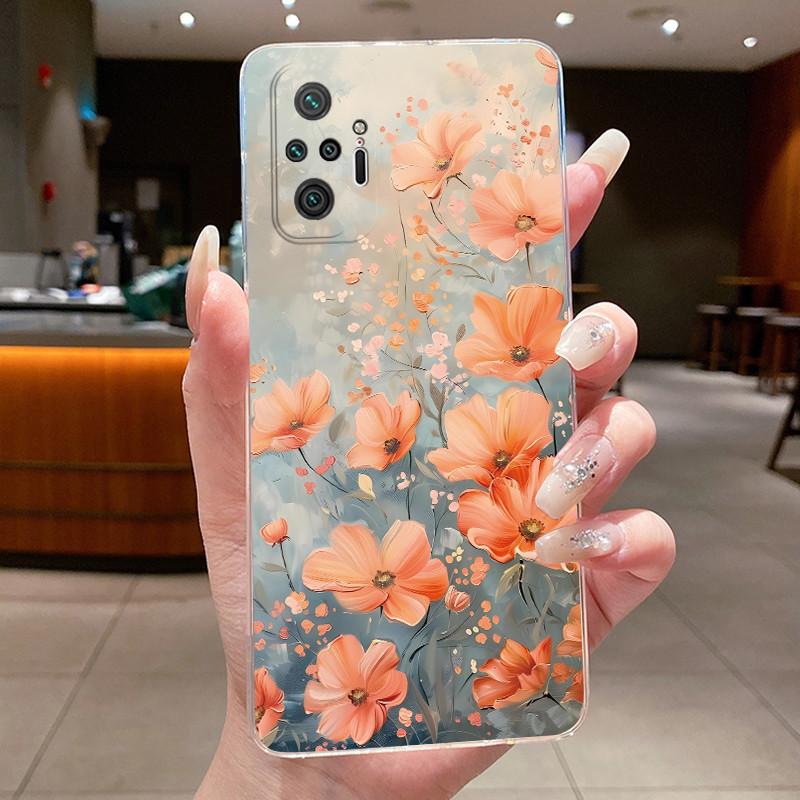 For Xiaomi Redmi Note 10 Pro / Note10 / Note 10S / Poco M5S Case Clear Luxury Butterfly Flower Transparent Soft TPU Phone Cover