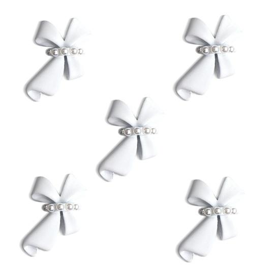 

5 шт. украшений для ногтей с искусственным жемчугом, яркий цвет, пластик, универсальный, 3D, бант, украшения для ногтей своими руками, аксессуары для ногтей белый